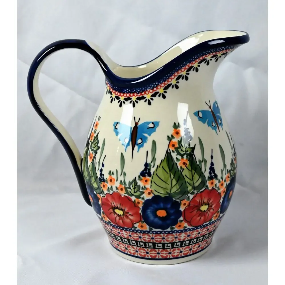 Ceramika Bolestawiec Poland Unikat 1160 J. Skretowska Hand Painted Pitcher